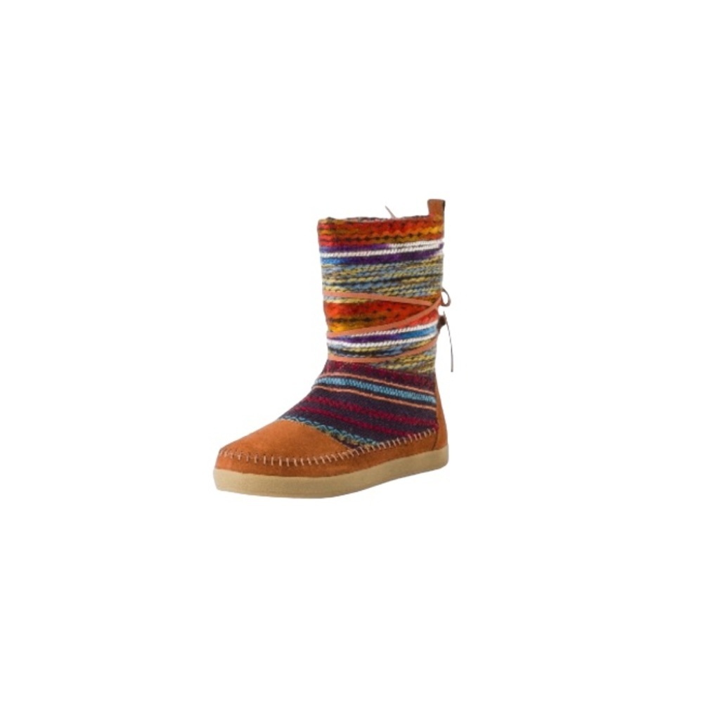 Toms “Nepal” Cognac Suede Multicoloured Boho Sherpa Boots - Women’s Size 6